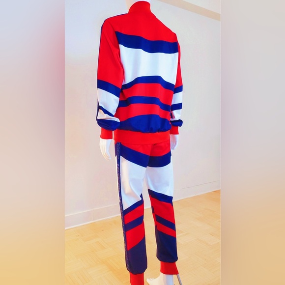 Le Tigre Abington Tracksuit Joggers Sweatpants Pants Navy Red (Pants Only) - Picture 5 of 11